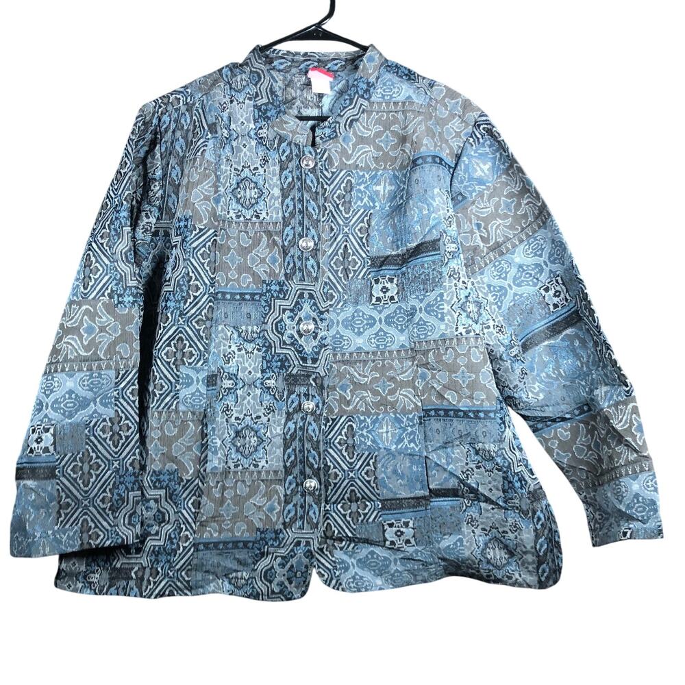Vintage Tutor Court Womens Jacket Blue Tapestry Boho 100% Polyester XX